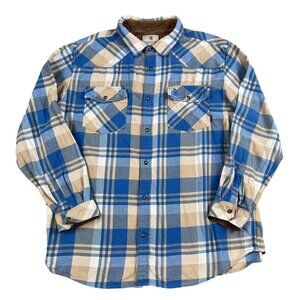 Legendary White Tails Heavy Cotton Button Down Shirt Mens 2XT Blue Plaid